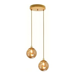LÁMPARA DECORATIVA COLGAR BASE CIRC NEGRA 2 GLOBOS ÁMBAR Dia.15*H120cm E27 COD.4767