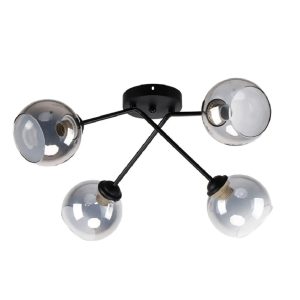 LÁMPARA DECORATIVA DE TECHO NEGRA CON 4 GLOBOS CRUZADOS E27 560*560*270 COD.4948