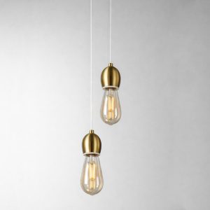 LÁMPARA DECORATIVA BASE BRONCE CABLE CON 2 BOLITAS DORADAS E27 15*120cm COD. 4692