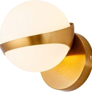 APLIQUE DORADO ARO CENTRAL CON GLOBO MILK E14 COD 3706