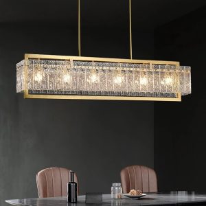 LÁMPARA DECORATIVA RECTANGULAR CON CRISTALES CLEAR E1 L95*W21*H30cm Cod. 4363