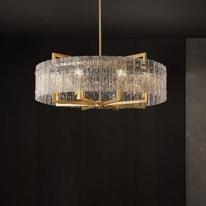 LÁMPARA DEC DE CRISTALES Y METAL DORADO E14 Cod. 4365