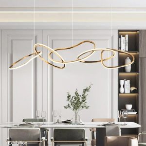 LÁMPARA DEC 5 AROS ENTRELAZADOS DORADOS LED INTEGRADO COD.4124