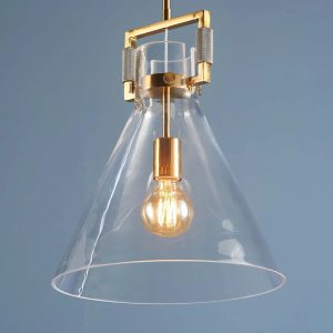 LÁMPARA DEC TRIANGULO CLEAR BASE BRONZE COD.4141