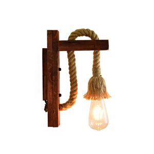 APLIQUE  AHORCADO SOGA Y MADERA SOCKETS E27 COD.3279
