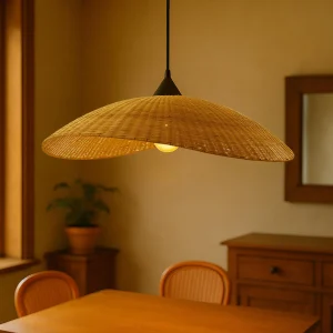 LÁMPARA DECORATIVA COLG SOMBRERO DE RATTAN D450 E27 COD.4231