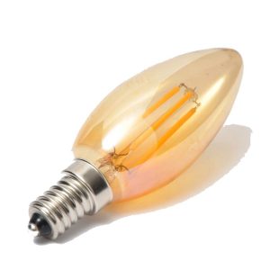 Vela Led Filamento Cristal Ambar 4W E12 Dimeable COD. 1911